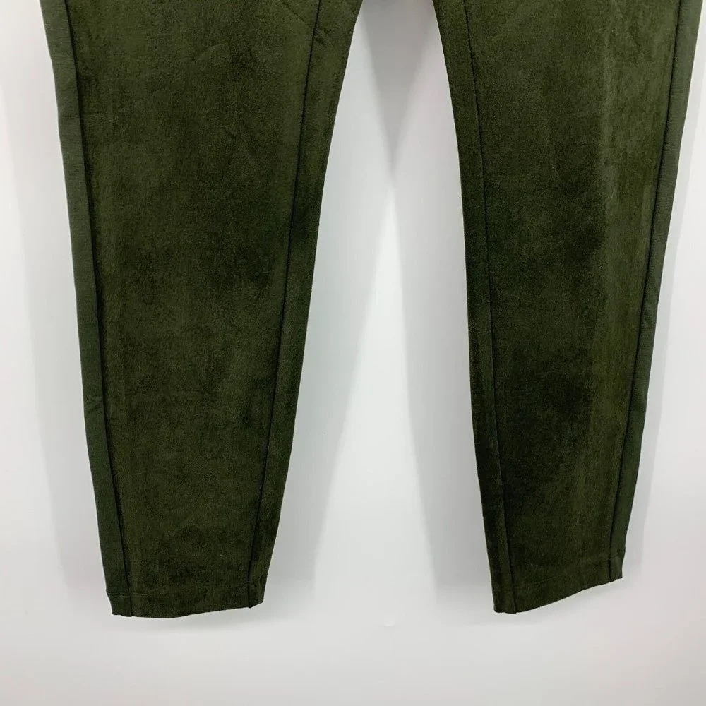 LOFT Leggings Green Faux Suede Zip Skinny Ankle Pull On - Picture 6 of 10